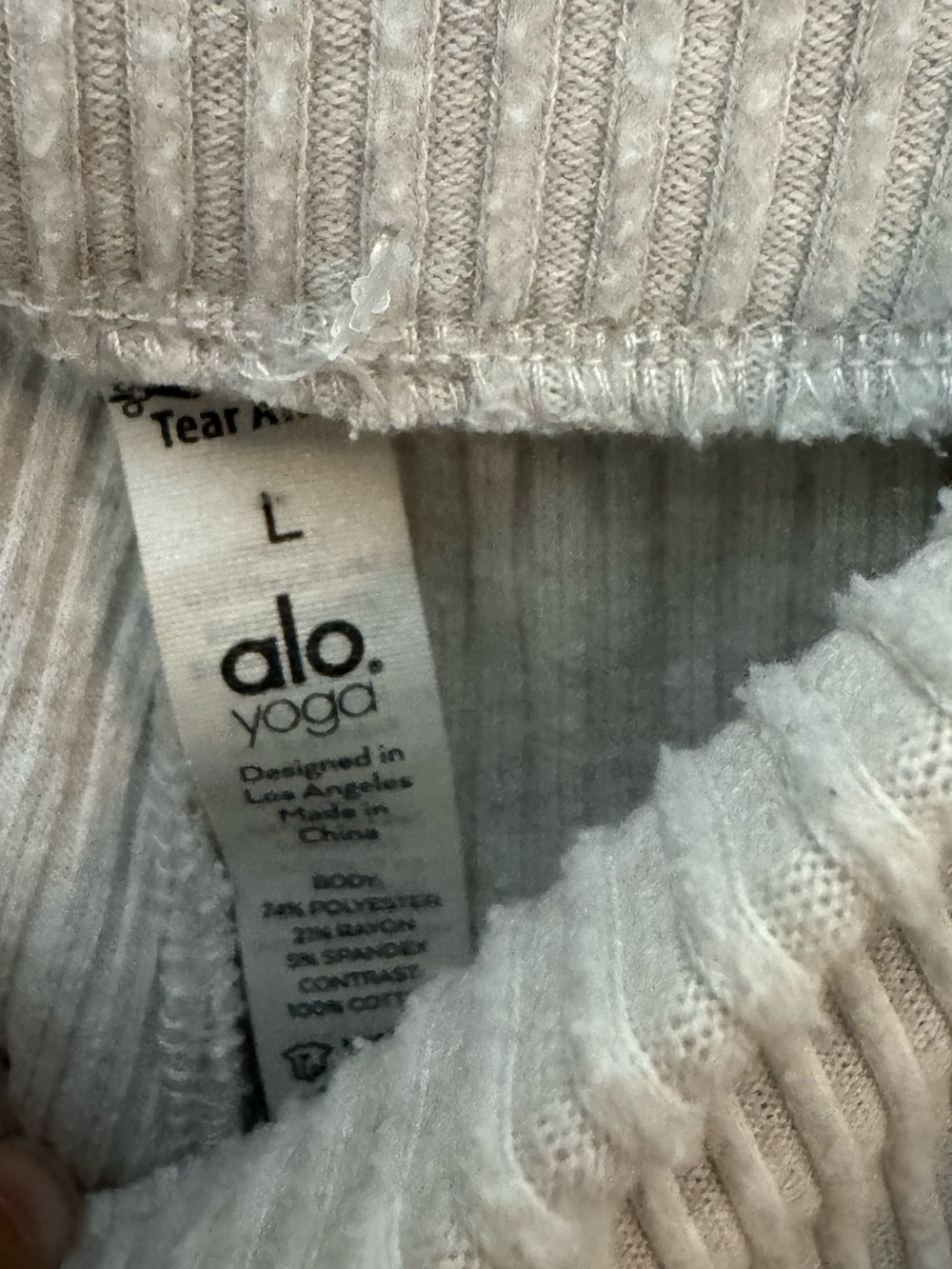 Alo Yoga Ribbed Lounge Jogger Sweatpants Women’s Large Oatmeal Cream Cozy -F - Picture 4 of 6